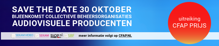 Save the Date: 30 oktober — bijeenkomst collectieve beheersorganisaties audiovisuele producenten. Uitreiking CFAP Prijs.